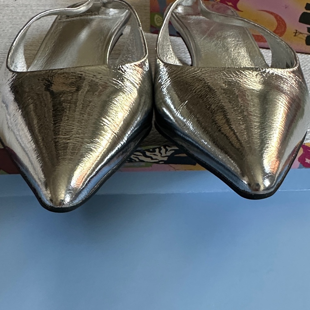 Jeffrey Campbell Metallic Silver Slingback Kitten Heels - Picture 2 of 7